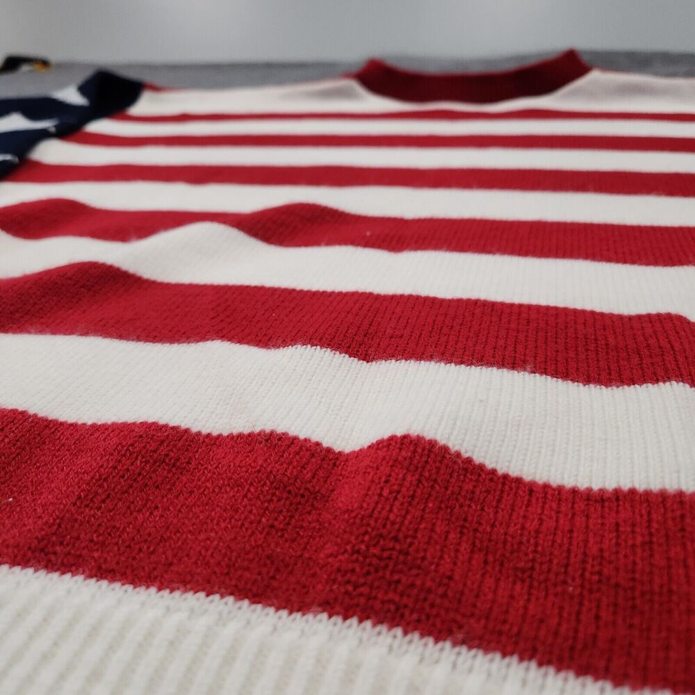 VTG J Knit Adult Mens Womens XL‎ USA Flag Patriotic America Crewneck Sweater - Picture 4 of 11